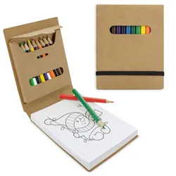 QUADERNO DA COLORARE CON SCATOLA 12 PASTELLI "PINTUR"