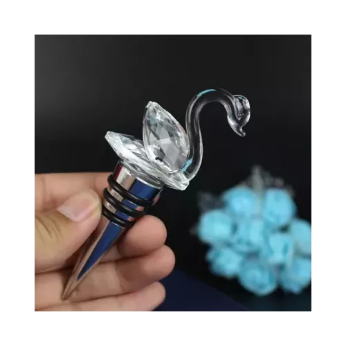 Tappo per bottiglia con cicno in cristallo trasparente