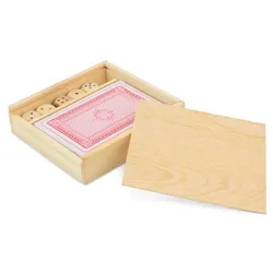SET IN LEGNO MAZZO DI CARTE E DADI