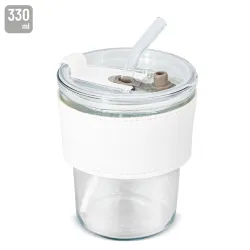 Bicchiere 330 ml con cannuccia “delicatessen” · 10965
