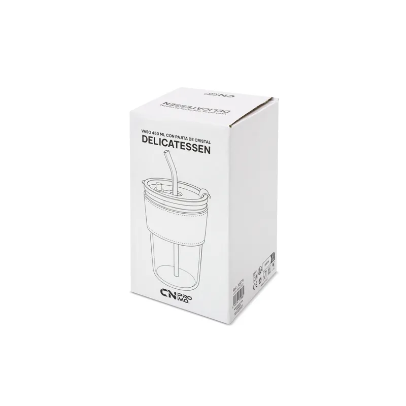 Bicchiere 450 ml con cannuccia “delicatessen” · 10973