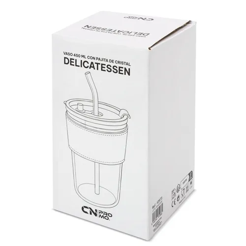 Bicchiere 450 ml con cannuccia “delicatessen” · 10973
